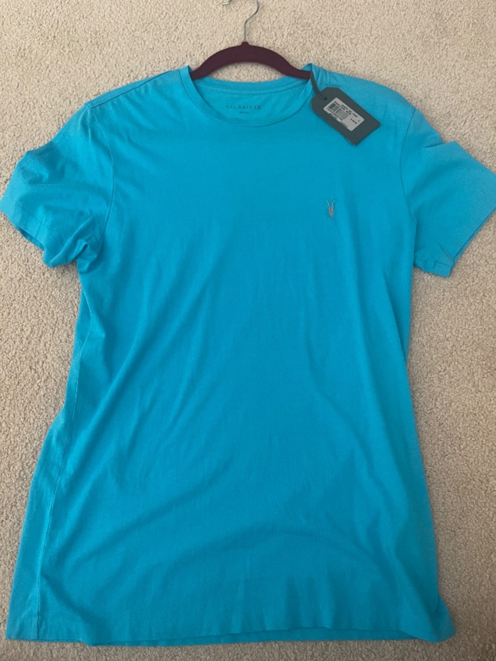 New All Saints S Mens Blue Tee Shirt